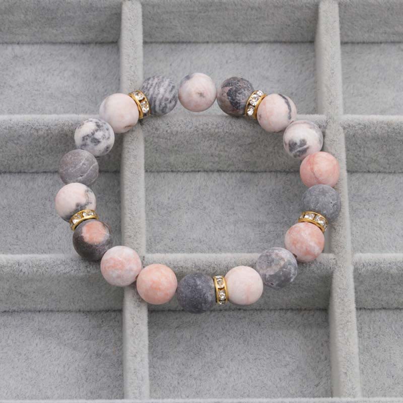 Buddha Stones Anxiety Stress Healing Crystal Zebra Jasper Bead Bracelet Bracelet BS 4