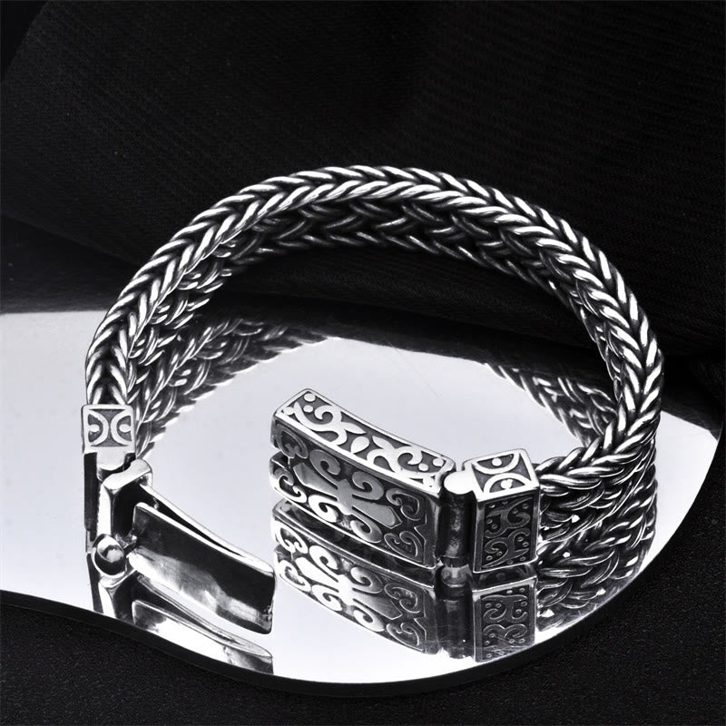 Buddha Stones Retro Vine Totem Pattern Braided Healing Chain Bracelet Bracelet BS 22cm
