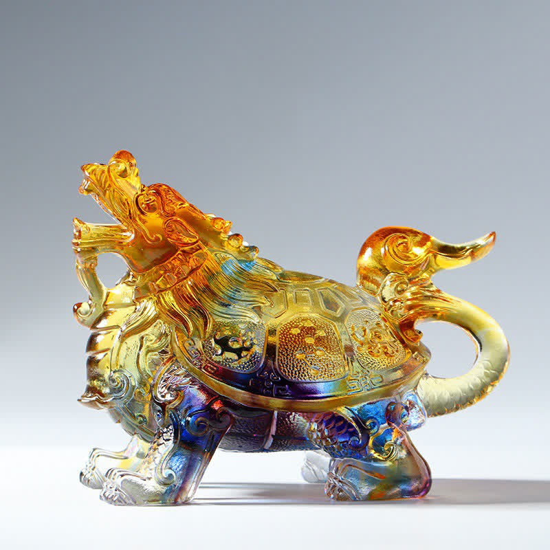 Buddha Stones Feng Shui Dragon Turtle Handmade Liuli Crystal Art Piece Home Office Decoration Decorations BS main