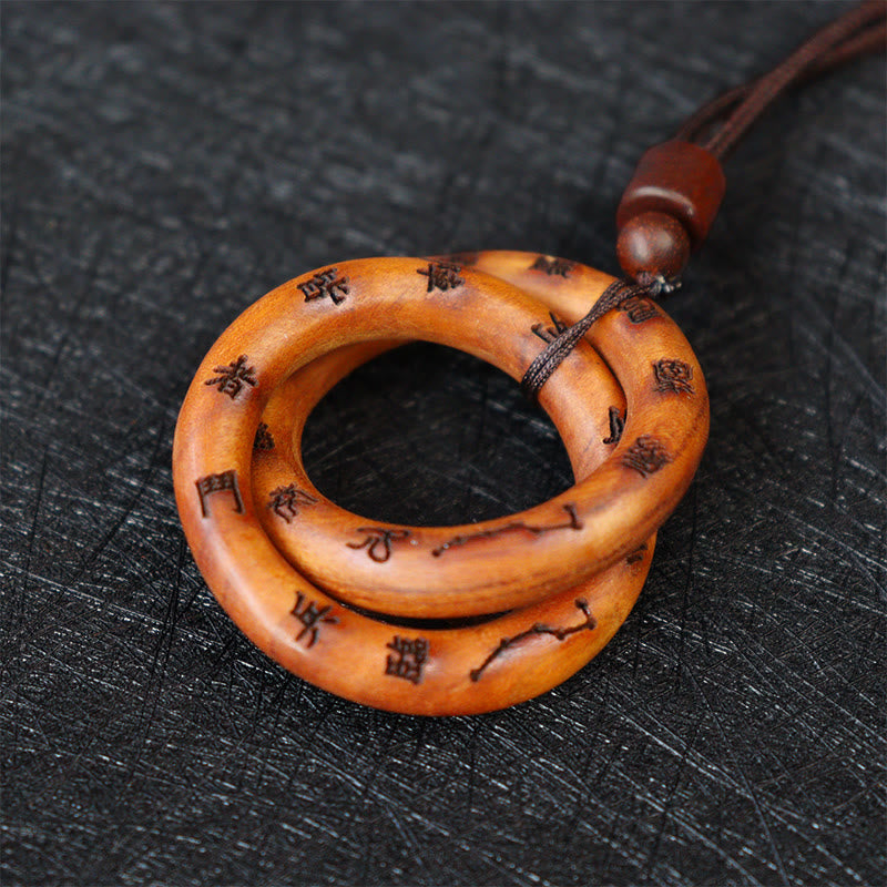 Buddha Stones Lightning Struck Jujube Wood Taoist Yin Yang Ring Qiankun Circle Leizu Taboo Luck Necklace Pendant 3