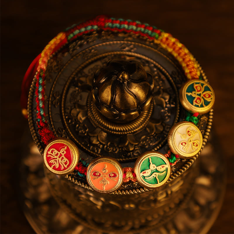 Buddha Stones Tibetan Five God Of Wealth Colorful Rope Braided Luck Bracelet Bracelet BS 5