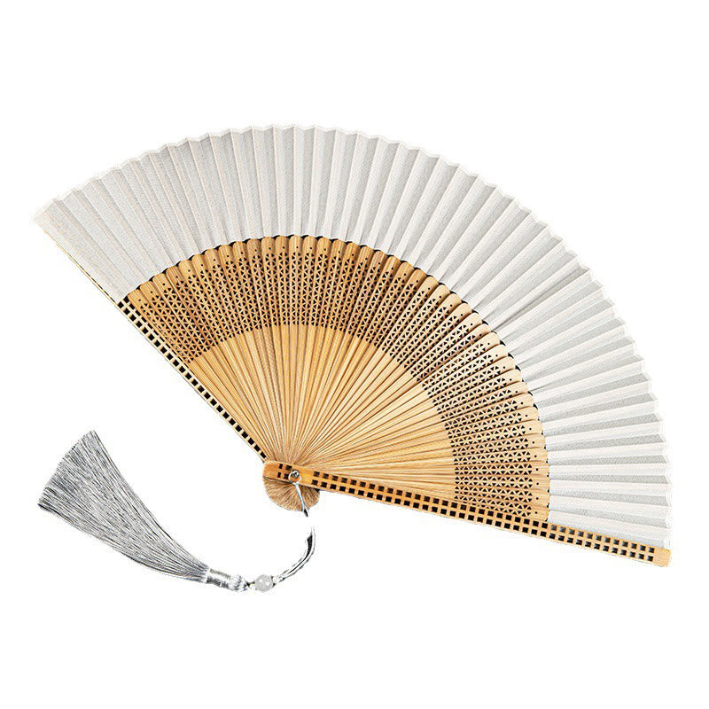 Buddha Stones Vintage Handheld Folding Fan With Bamboo Frames Folding Fan BS 21