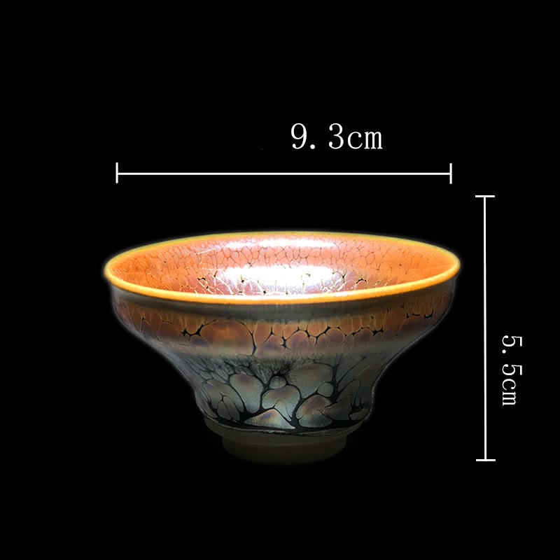 Buddha Stones Gold Spot Pattern Chinese Jianzhan Ceramic Teacup Kung Fu Tea Cup Bowl With Gift Box Jian Zhan Tea Cup BS Cup 9.3cm*5.5cm