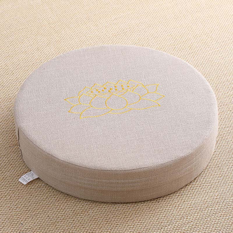 Buddha Stones Lotus Embroidery Cotton Linen Meditation Seat Cushion Decorations BS Soft 40cm*10cm Seashell