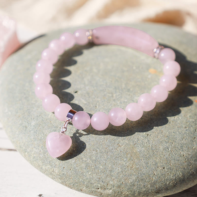 Foviel Natural Quartz Love Heart Healing Beads Bracelet