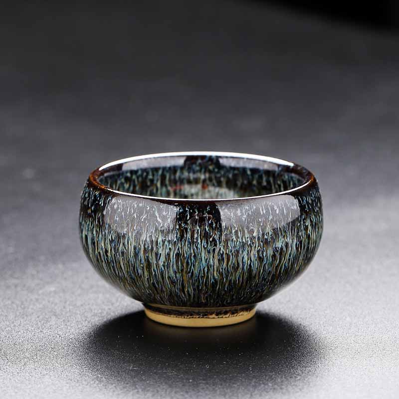 Buddha Stones Small Koi Fish Kiln Change Chinese Jianzhan Ceramic Teacup Kung Fu Tea Cup 60ml Jian Zhan Tea Cup BS 11