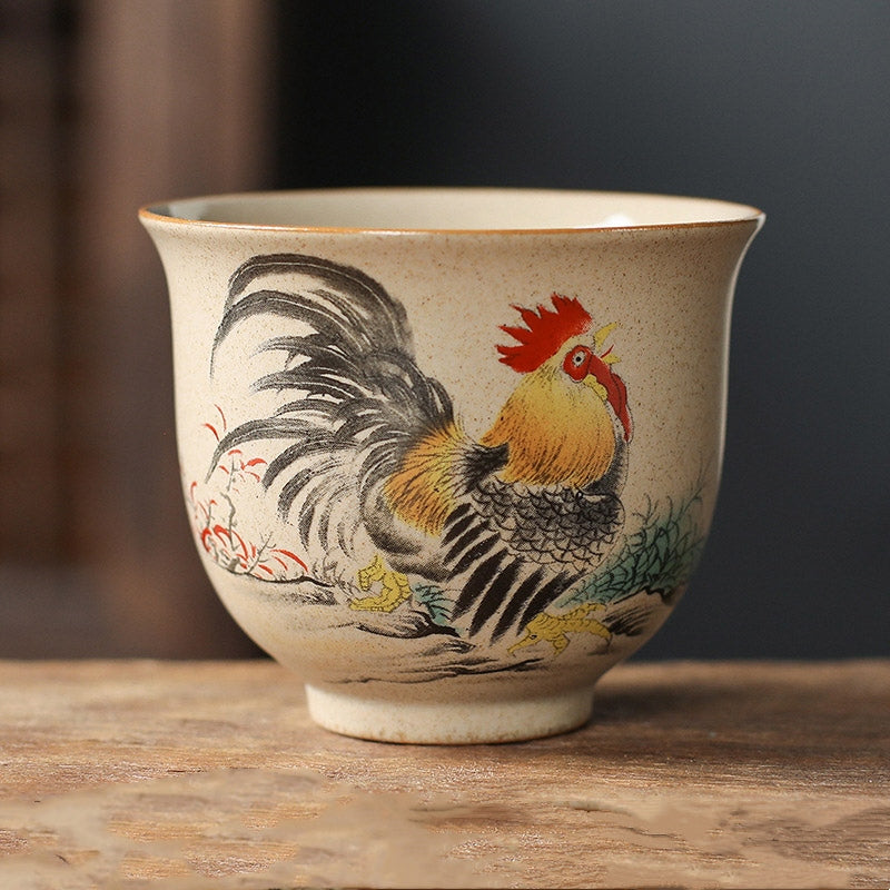 Buddha Stones 12 Chinese Zodiac Ceramic Teacup Kung Fu Tea Cup 130ml Cup BS Rooster 7.2cm*6cm*130ml