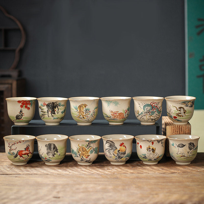Buddha Stones 12 Chinese Zodiac Ceramic Teacup Kung Fu Tea Cup 130ml Cup BS 24