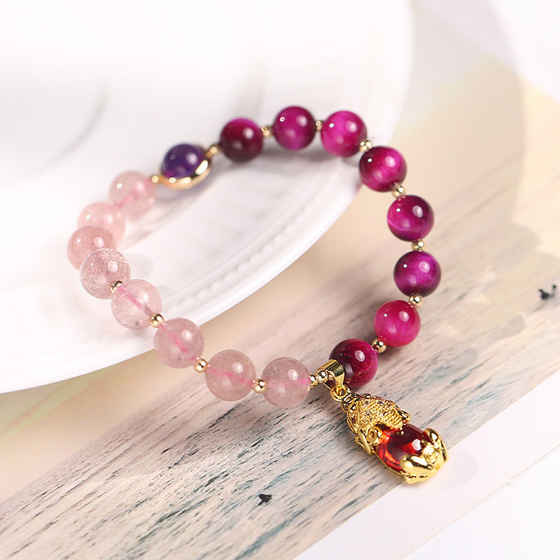 Foviel Natürliche Erdbeerquarz Pixiu Liebe Armband
