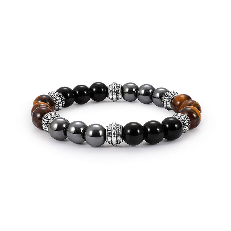 Bracelet porte-bonheur et de guérison Foviel en œil-de-tigre et hématite