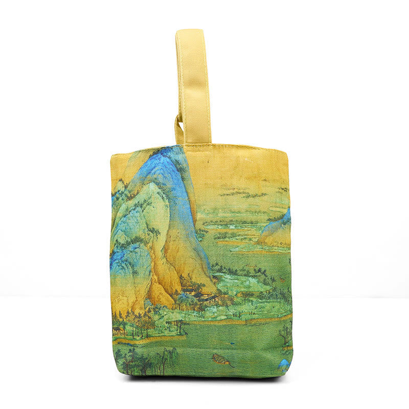 Buddha Stones Landscape Painting Canvas Handbag Handbags BS 3