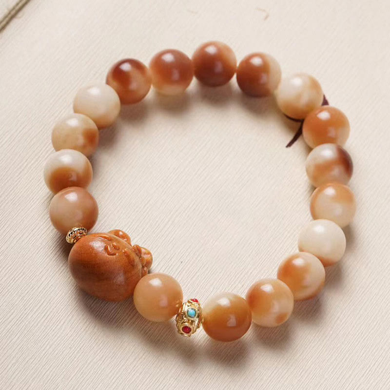 Buddha Stones Natural Bodhi Seed Lovely Rabbit Peace Bracelet Bracelet BS 4