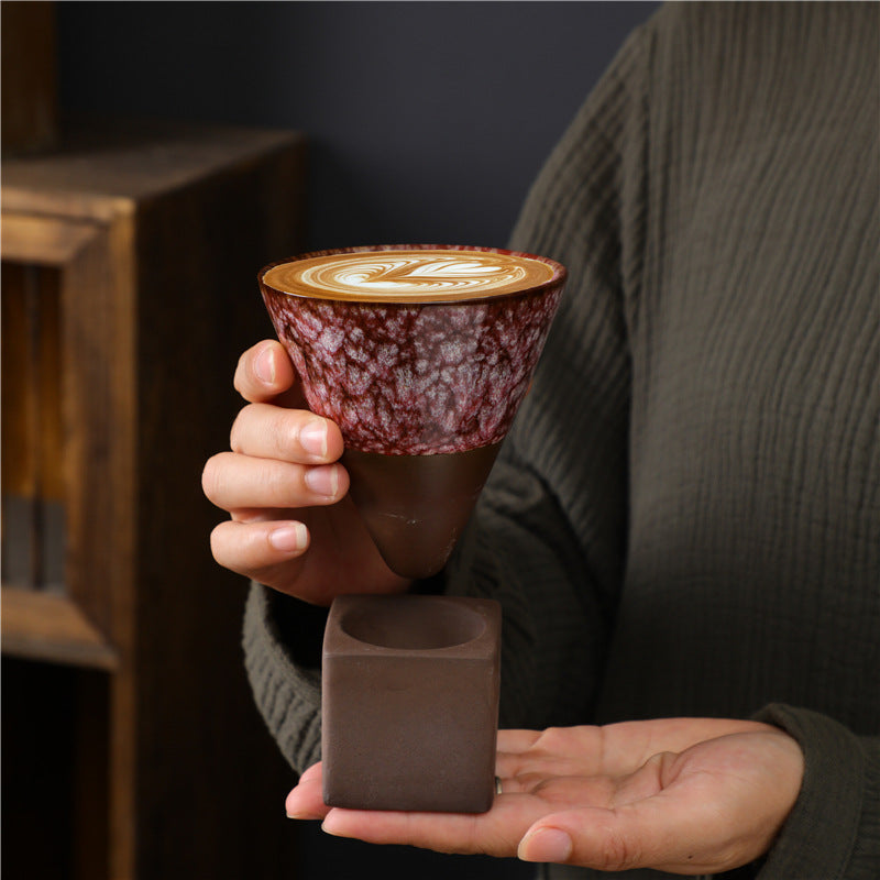 Buddha Stones Retro Kiln Change Ceramic Coffee Mug Tea Latte Espresso Coffee Cup With Base 200ml Coffee Mug BS 15