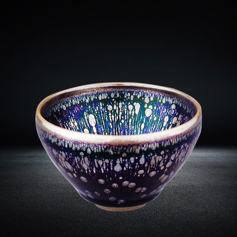Buddha Stones Handmade Chinese Jianzhan Purple Glaze Ceramic Teacup Ceramic Tenmoku Kung Fu Tea Cup Jian Zhan Tea Cup BS 1