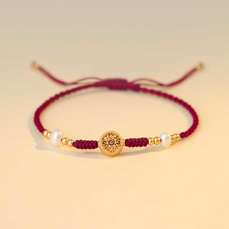 Buddha Stones Copper Coin Fortune Tree Luck Strength Braided Bracelet Bracelet BS Fortune Tree Red(Wrist Circumference 14-18cm)