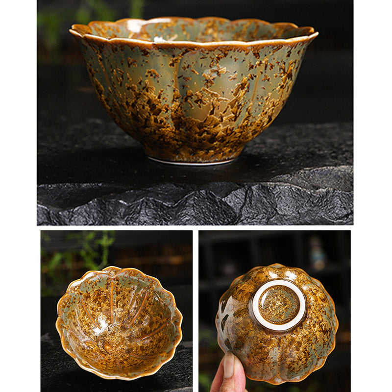 Buddha Stones Colorful Brown Ceramic Teacup Kung Fu Tea Cup Bowl Cup BS 14
