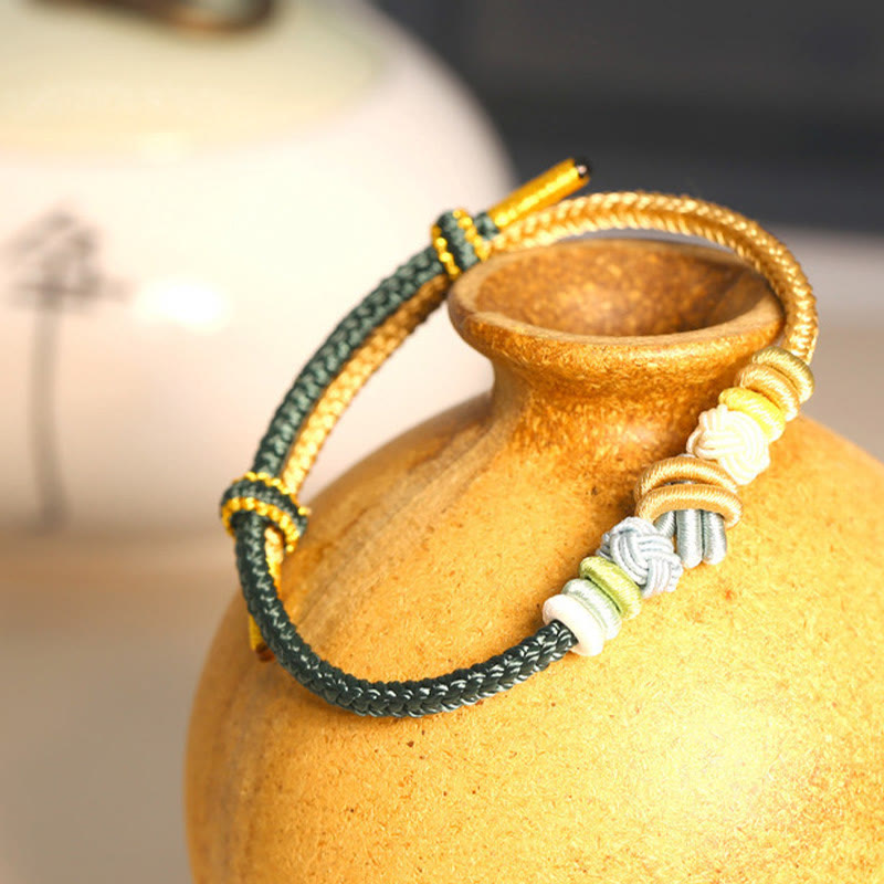 Buddha Stones Two-Color Rope Handcrafted Eight Thread Peace Knot Luck Connection Bracelet Bracelet BS 8