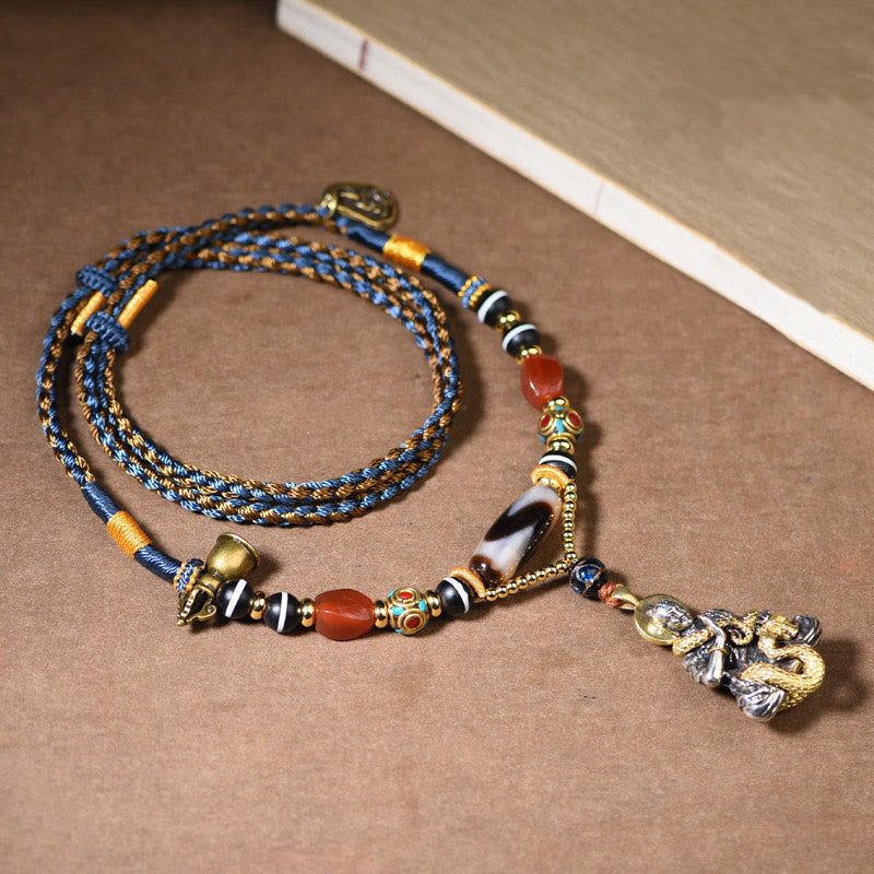 Buddha Stones Handmade Buddha Snake Skull Head Dzi Bead Serenity Rope Necklace Pendant (Extra 35% Off | USE CODE: FS35) - BUDDHA SYMBOL(COMPASSION♥SERENITY) - image 0