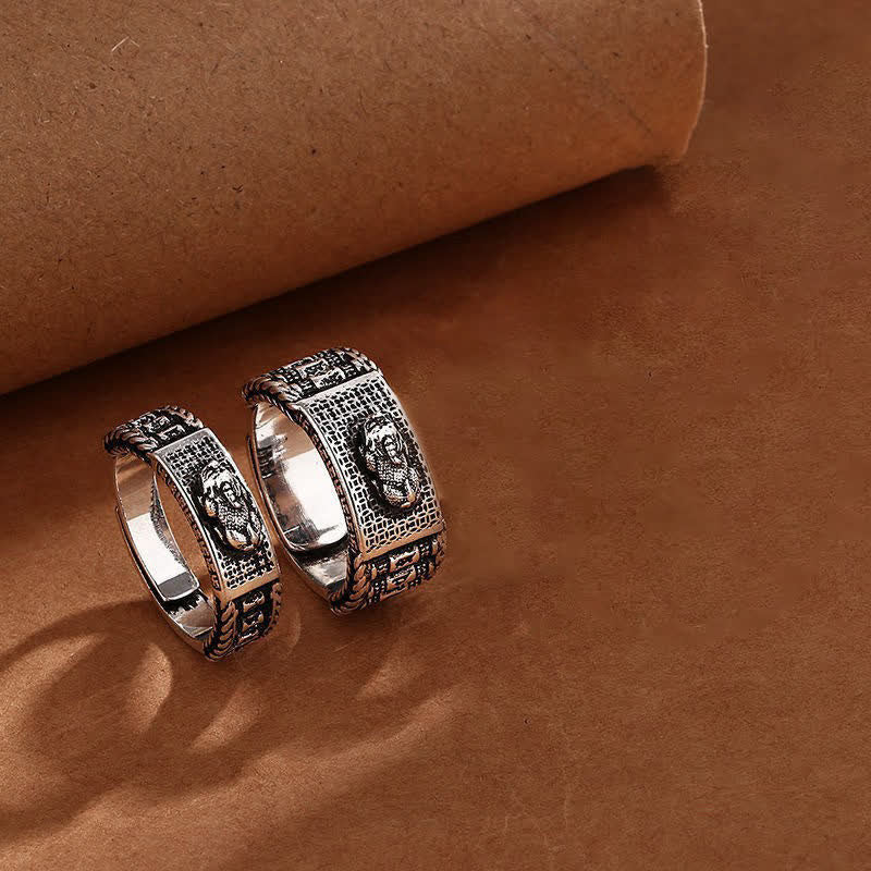Buddha Stones Lucky FengShui PiXiu Wealth Prayer Wheels Couple Ring - image 7