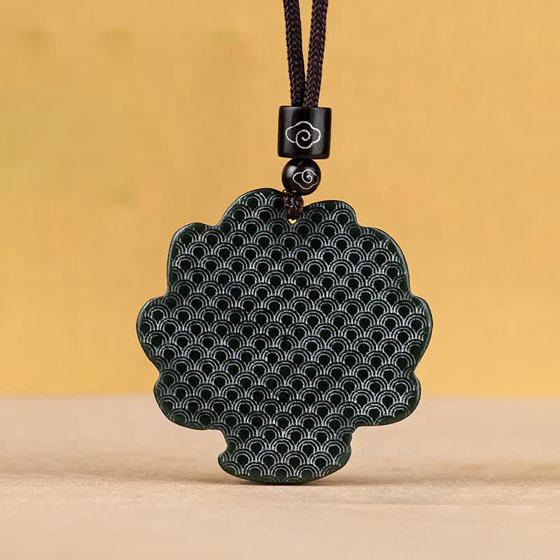 Buddha Stones Hetian Cyan Jade Nine Tailed Fox Luck Necklace String Pendant Necklaces & Pendants BS 10