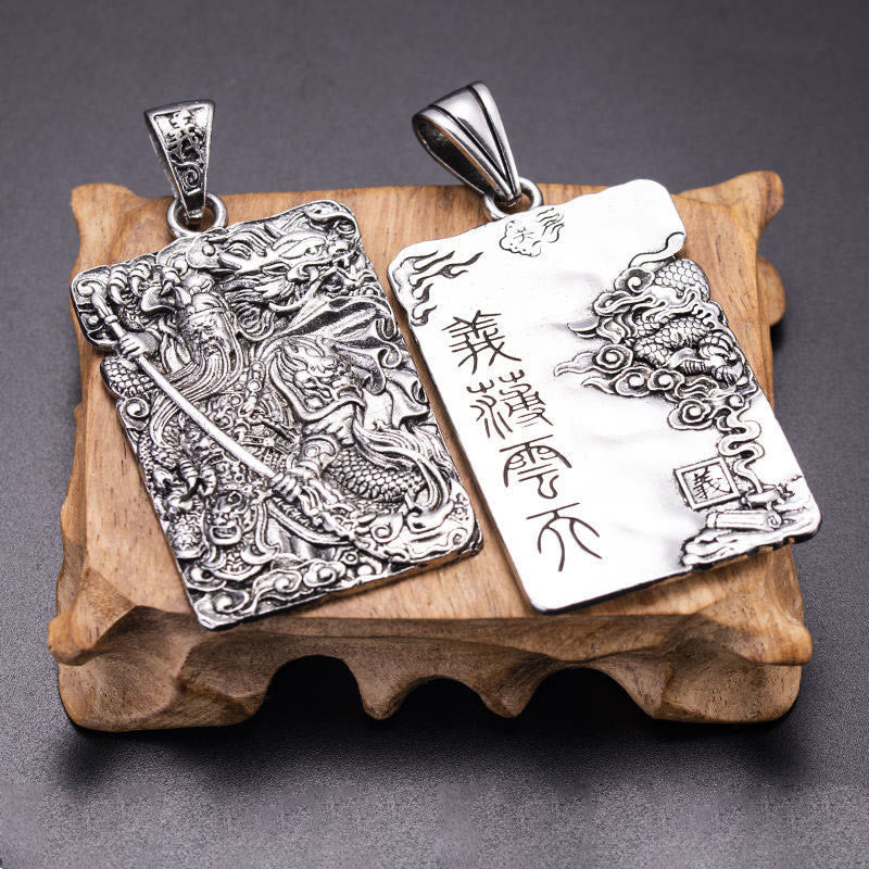 Buddha Stones Guan Gong Dragon Auspicious Clouds Wealth Necklace Pendant Necklaces & Pendants BS 6