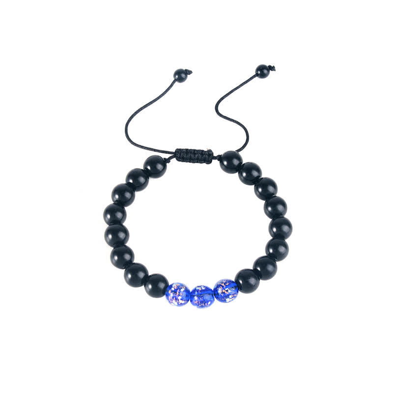 Buddha Stones Black Obsidian Luminous Glowstone Strength Bracelet Bracelet BS 16