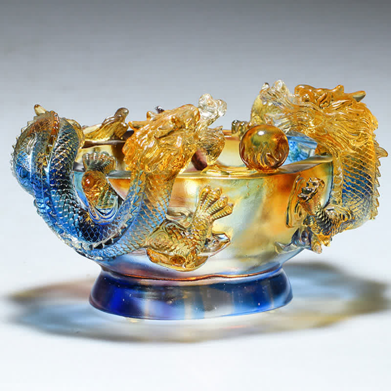 Buddha Stones Feng Shui Chinese Zodiac Dragon Handmade Liuli Crystal Art Piece Protection Home Office Decoration Decorations BS 3