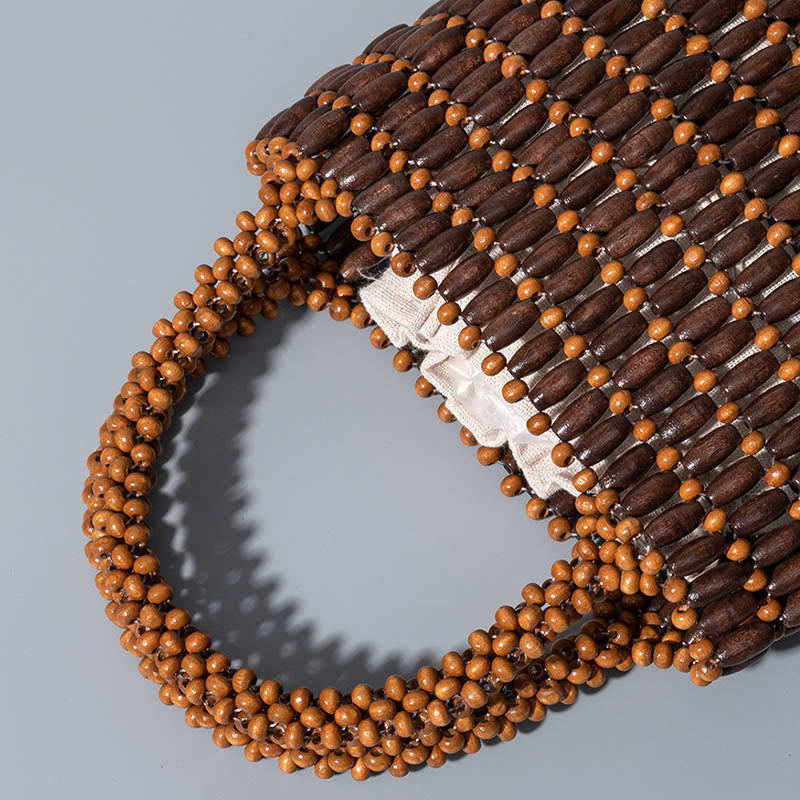 Buddha Stones Hand-woven Wooden Beads Handbag Handbags BS 4