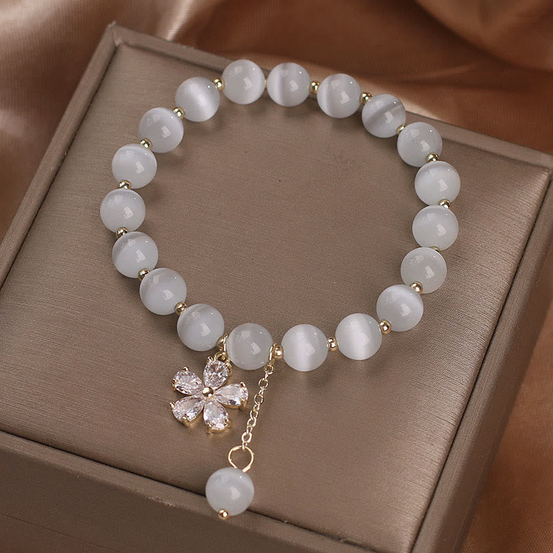 Buddha Stones Cat's Eye Flower Charm Peace Support Bracelet 4
