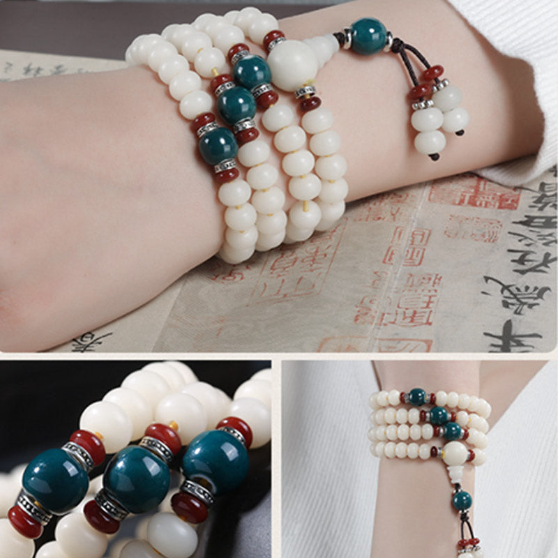 Foviel Bodhi Seed Bead Lotus Blessing Charm Bracelet