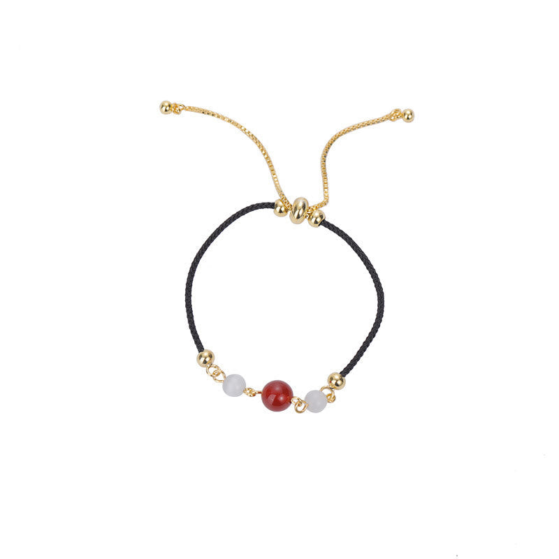 Buddha Stones Red Agate Cat Eye Braided String Confidence Bracelet Bracelet BS 7