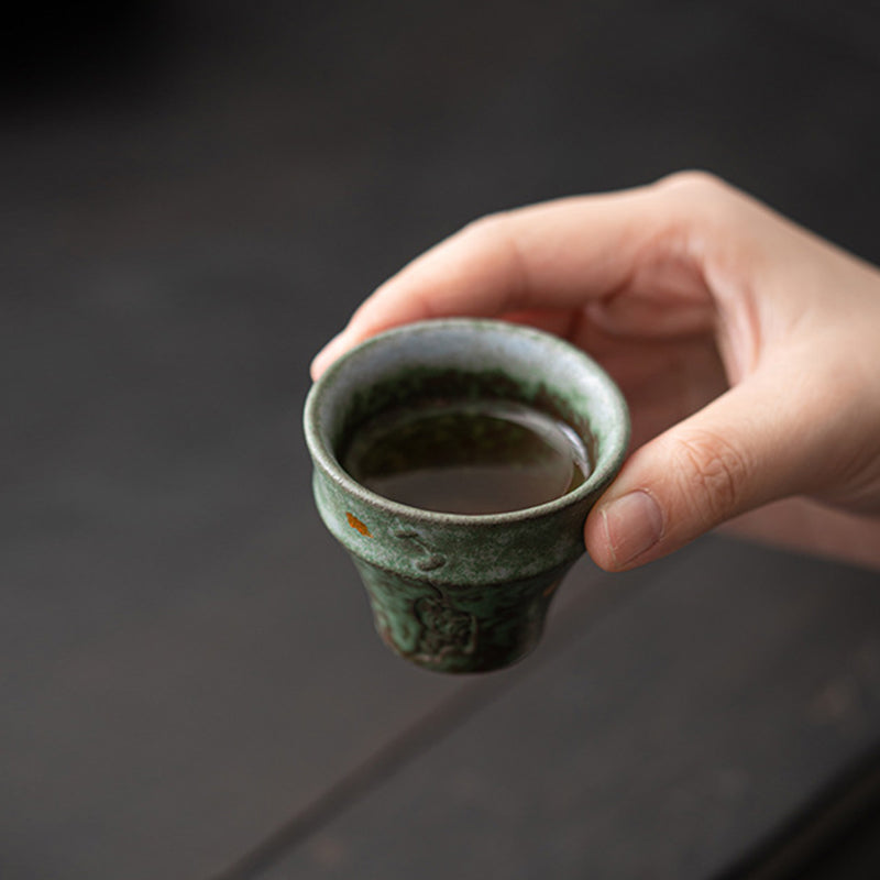 Buddha Stones Small Vintage Style Ceramic Teacup Kung Fu Tea Cup 50ml Cup BS 7
