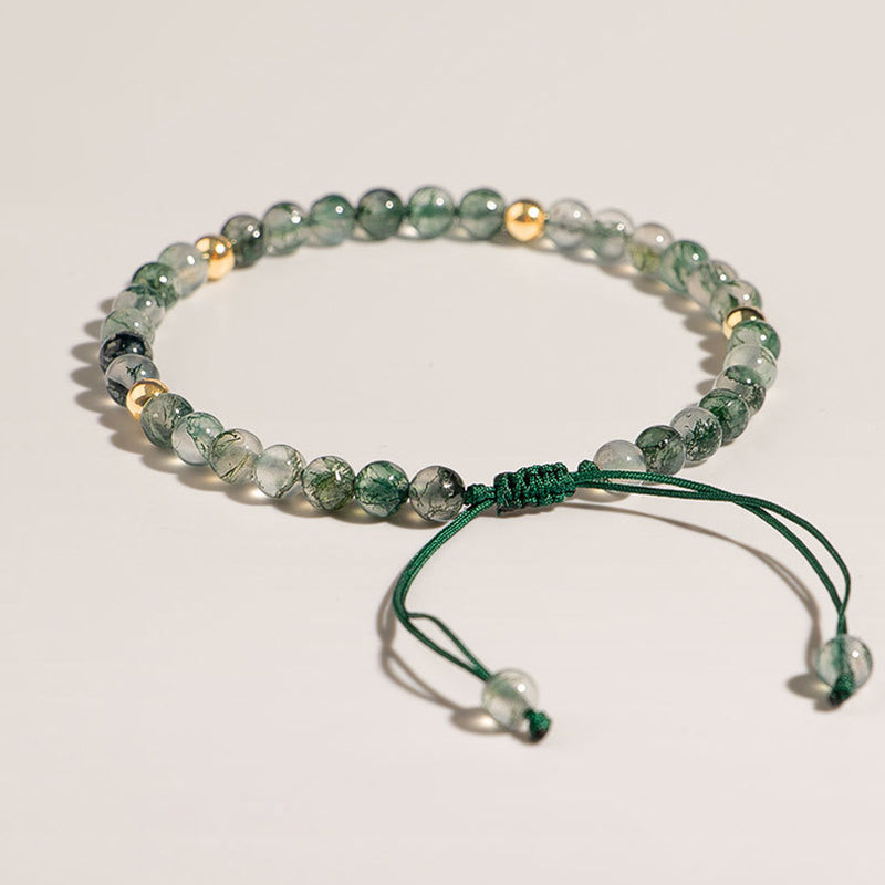 Buddha Stones Moss Agate Lucky Balance Bracelet Bracelet BS 2