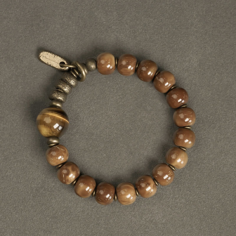 Buddha Stones Kuka Seed Tiger Eye Gold Sheen Obsidian Copper Wealth Luck Bracelet Bracelet BS 2