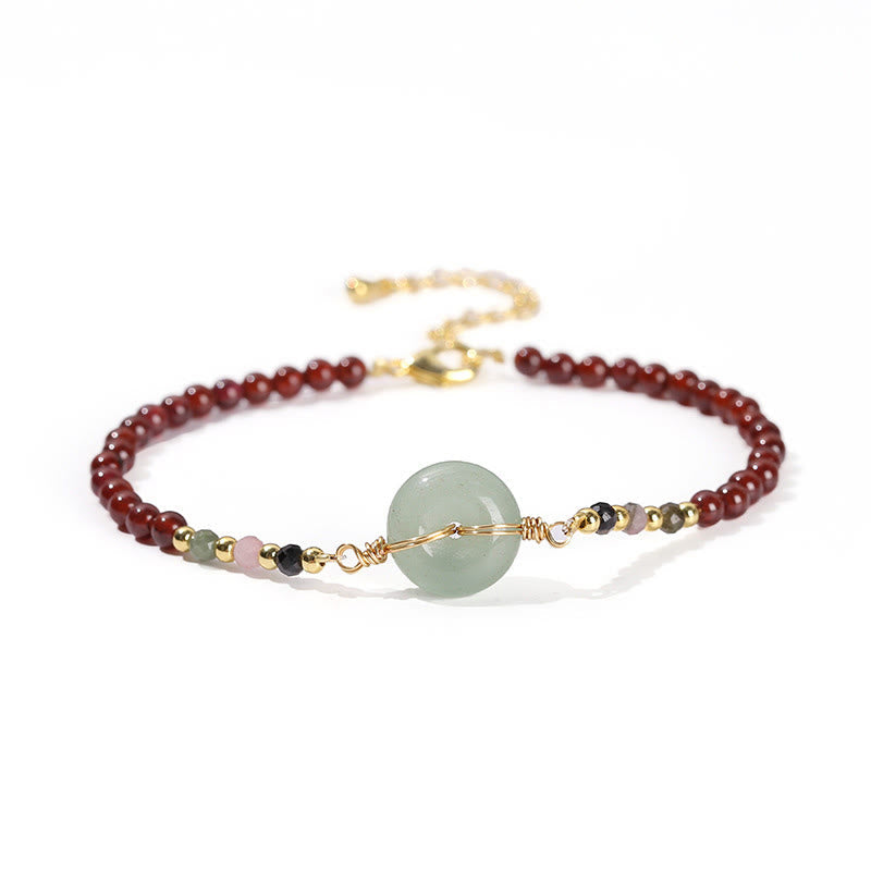 Buddha Stones Natural Garnet Peace Buckle Bead Calm Bracelet Bracelet BS 10