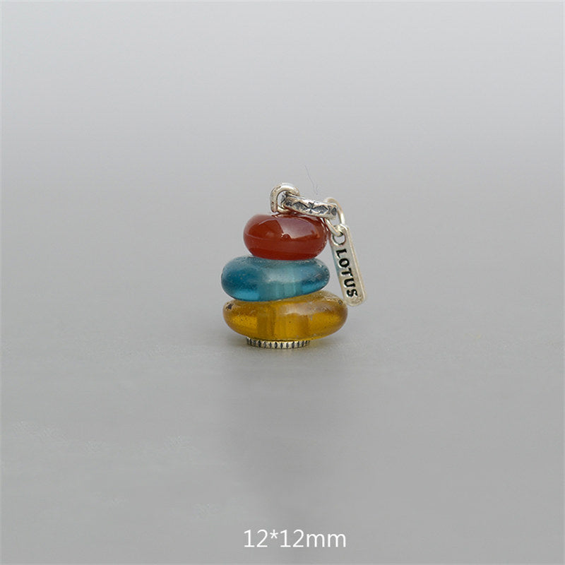 Buddha Stones Zen Cairn Labradorite Various Crystals Calm Pendant Necklace - Red Agate&Aqua Blue&Amber Glass Bead Pendant 12*12mm - image 15