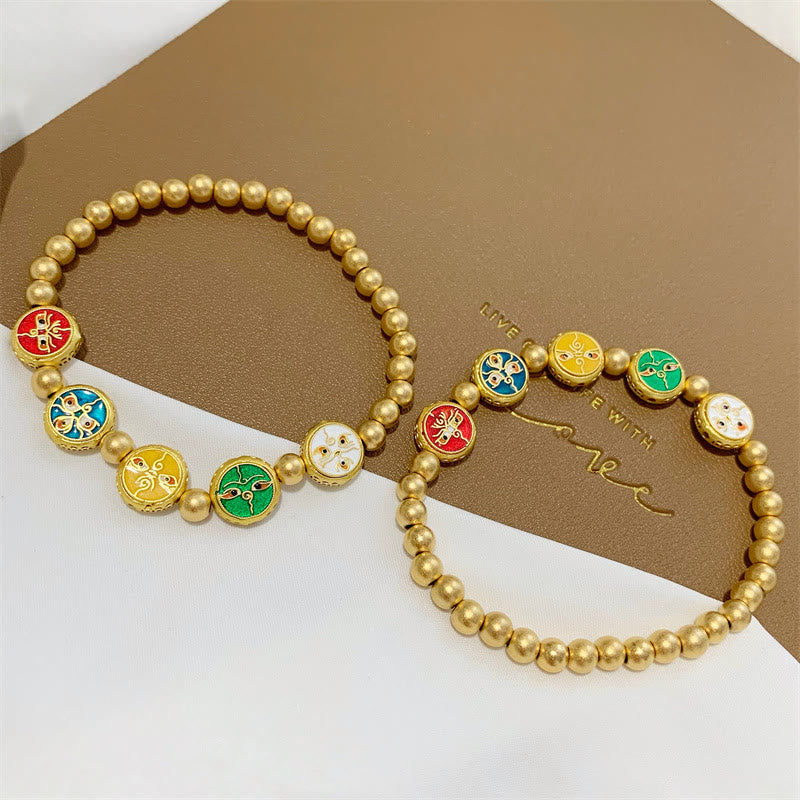 Buddha Stones Tibetan Five God Of Wealth Copper Beads Luck Bracelet Bracelet BS 5