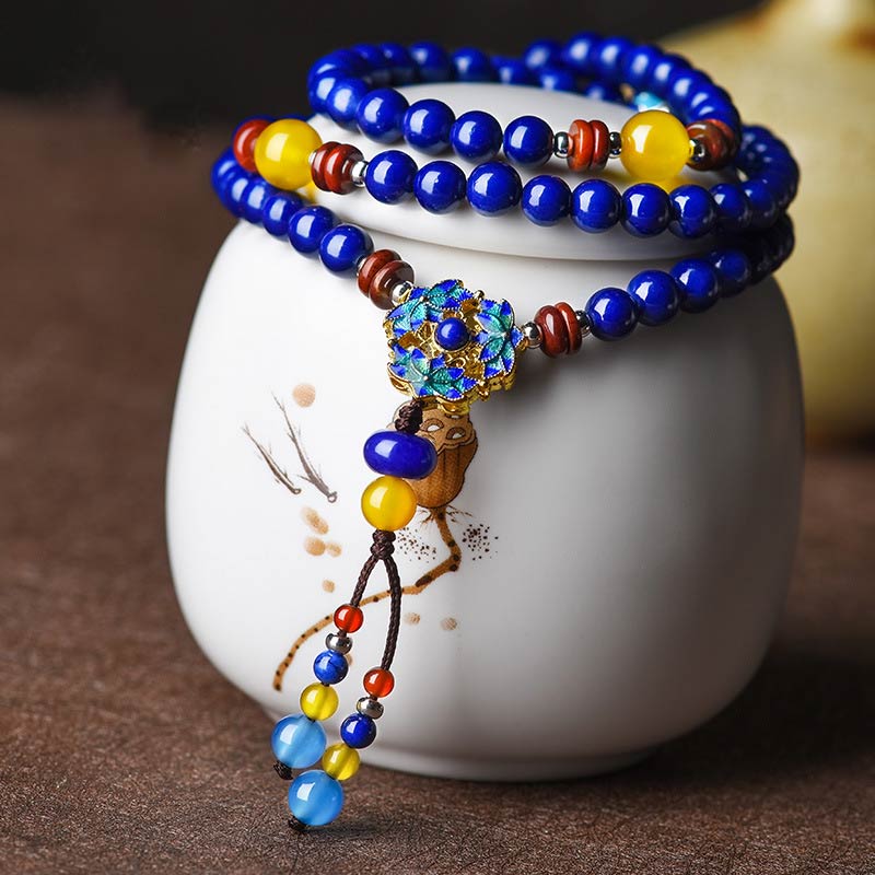 Buddha Stones Lazurite Yellow Agate Positive Bracelet - Lazurite&Yellow Agate - image 0