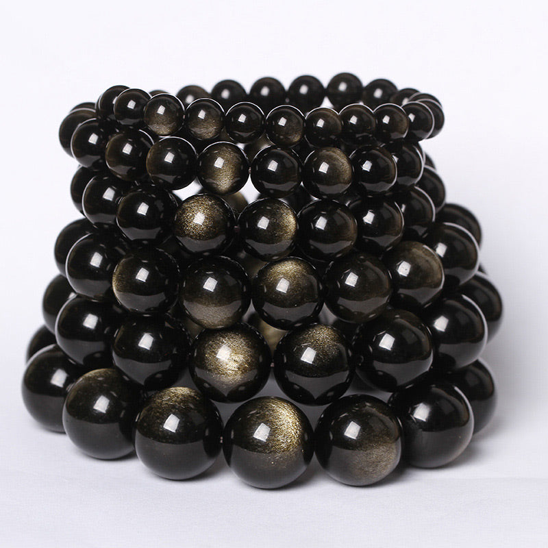 Buddha Stones Tibetan Obsidian Purification Bracelet Bracelet BS 3