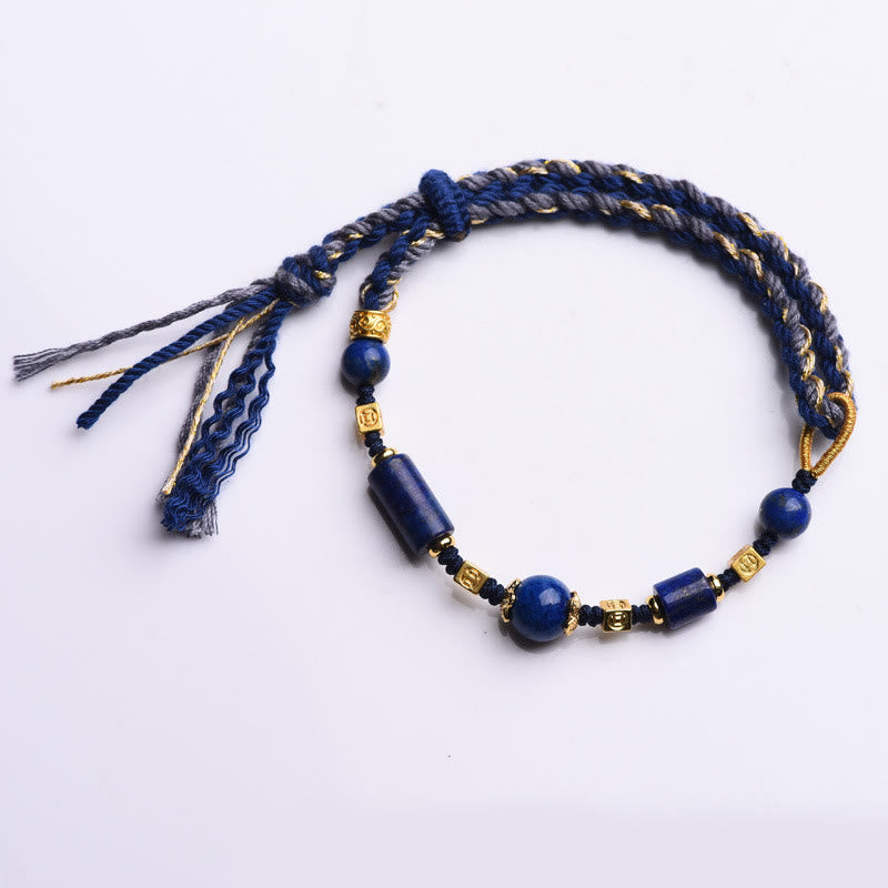 Buddha Stones Handmade Natural Lazurite Bead Positive Rope Bracelet - image 7
