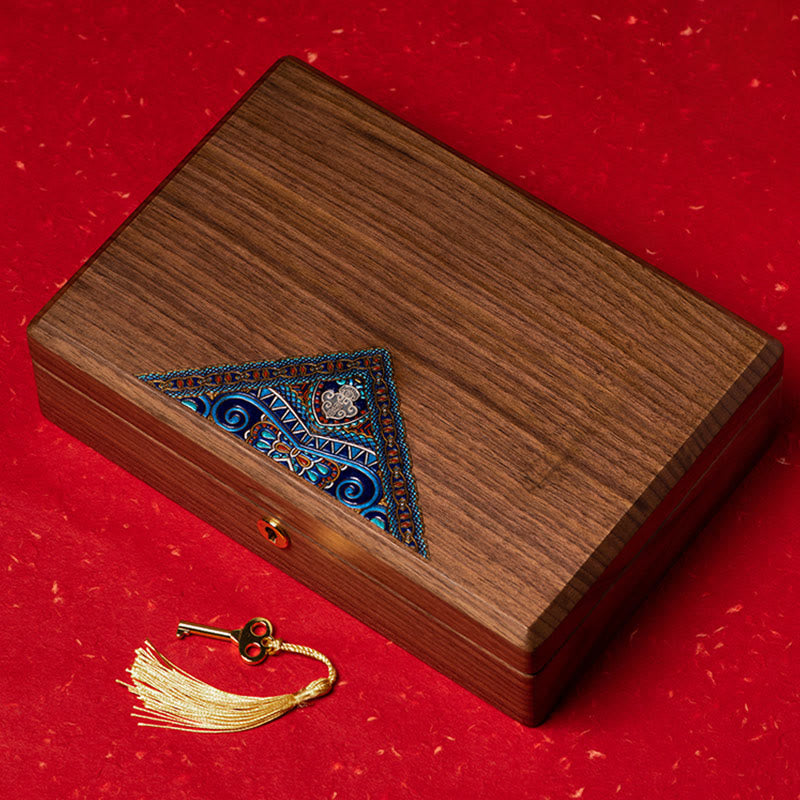 Buddha Stones Vintage Handmade Black Walnut Wood Jewelry Storage Box Wooden Gift Box Jewelry Storage Box BS 13