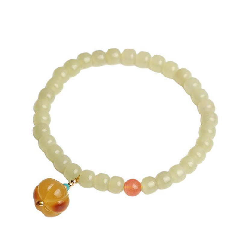 Natural Hetian Jade Pumpkin Amber Red Agate Crystal Prosperity Bracelet Bracelet BS 17
