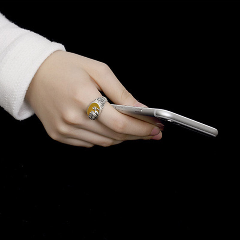 Foviel Citrin Lotus Segensschutz Verstellbarer Ring