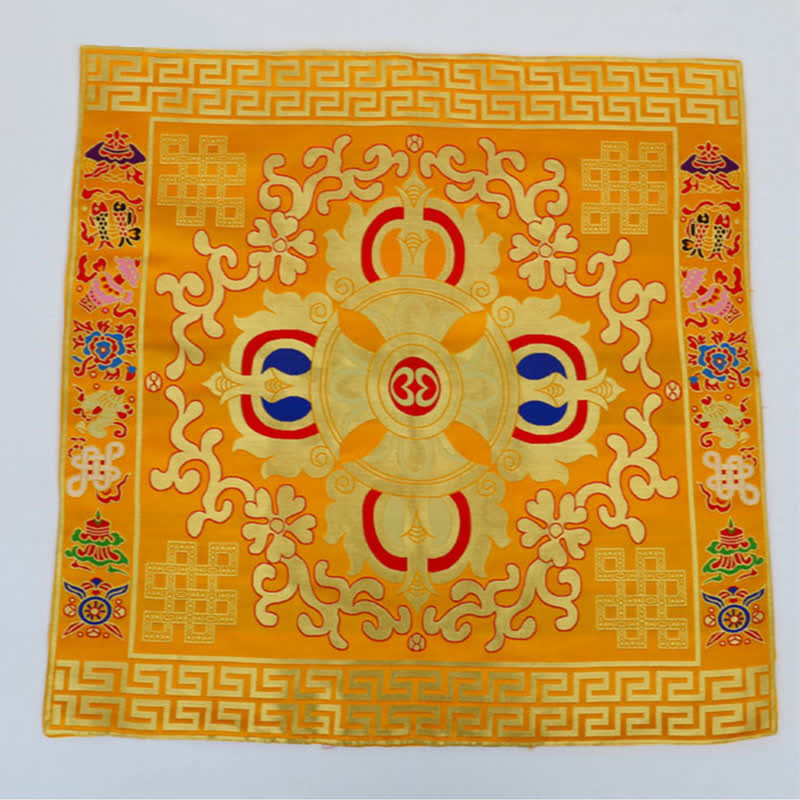 Buddha Stones Flower Endless Knot Prayer Altar Mat Healing Meditation 8 Auspicious Symbols Mat Table Runner Prayer Altar BS 1