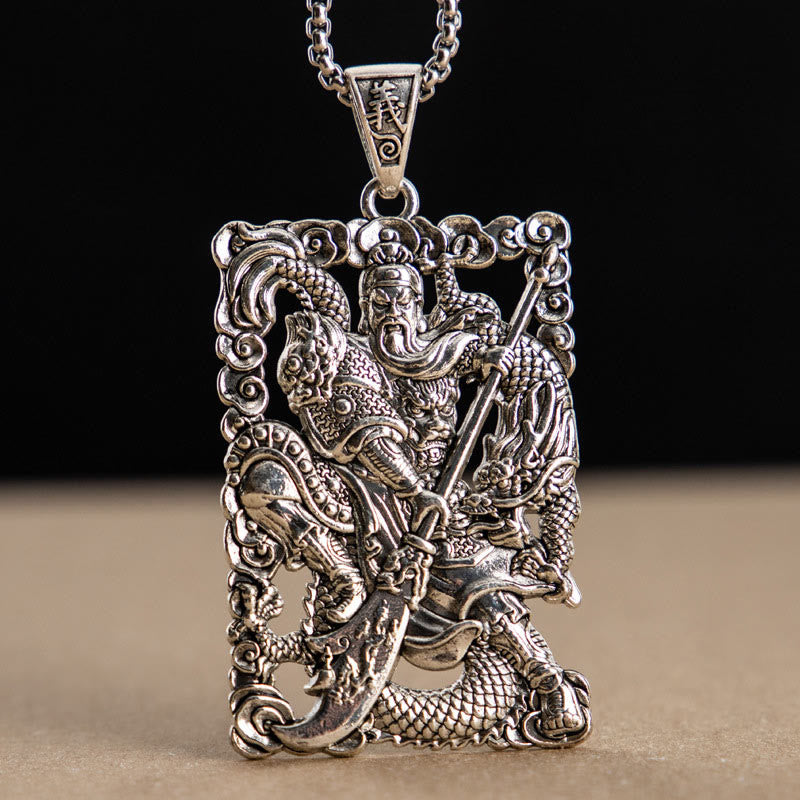 Buddha Stones Guan Gong Dragon Auspicious Clouds Wealth Necklace Pendant Necklaces & Pendants BS Guan Gong&Dragon Hollow Pattern