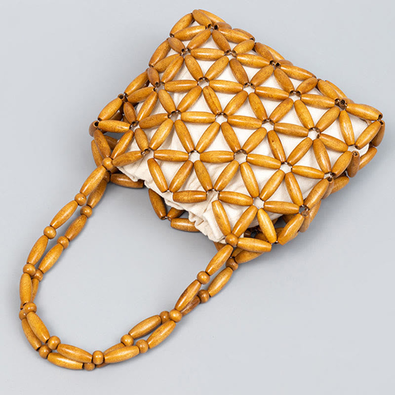 Buddha Stones Hand-woven Mini Wooden Beads Handbag Handbags BS 2
