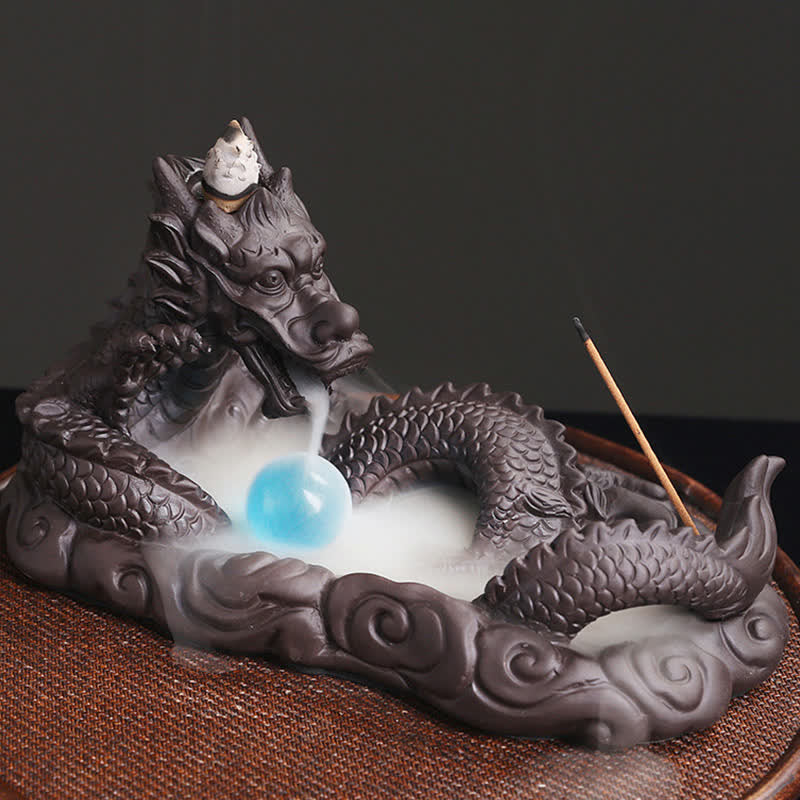 Buddha Stones Dragon Playing Ball Flower Protection Incense Burner Decoration Incense Burner BS 4