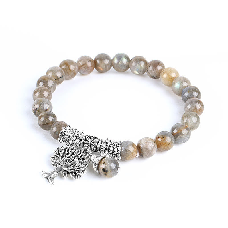Buddha Stones Natural Gemstone Tree of Life Lucky Charm Stretch Bracelet Bracelet BS Labradorite