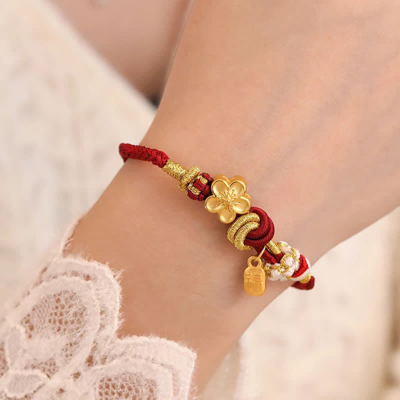 Foviel Peach Blossom Happiness Charm Luck Red String Bracelet