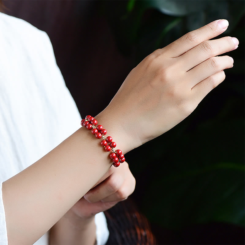 Buddha Stones Natural Cinnabar Beaded Blessing Bracelet Bracelet BS 13